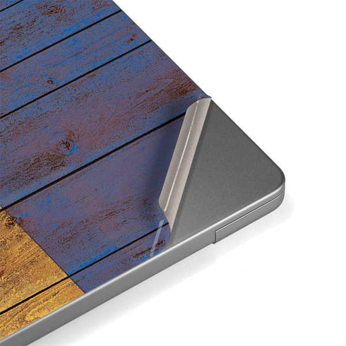 Barbados Flag Dark Wood MacBook Pro 14in (2021-24) Skin