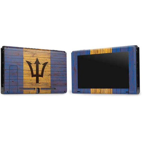 Barbados Flag Dark Wood Nintendo Switch Bundle Skin