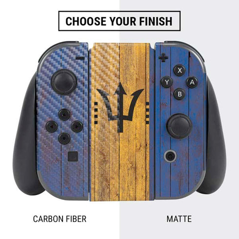Barbados Flag Dark Wood Nintendo Switch Bundle Skin