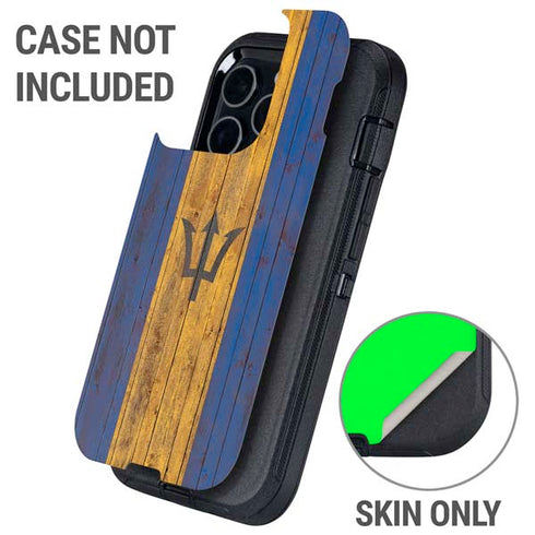 Barbados Flag Dark Wood Otterbox Defender iPhone Skin