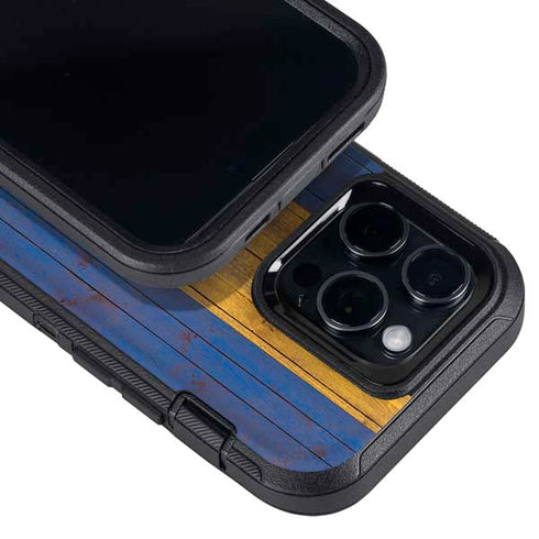 Barbados Flag Dark Wood Otterbox Defender iPhone Skin