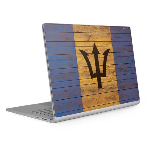Barbados Flag Dark Wood Surface Book 2 13.5in Skin