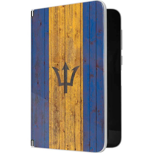 Barbados Flag Dark Wood Surface Duo Skin