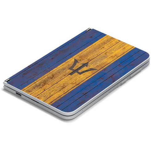 Barbados Flag Dark Wood Surface Duo Skin