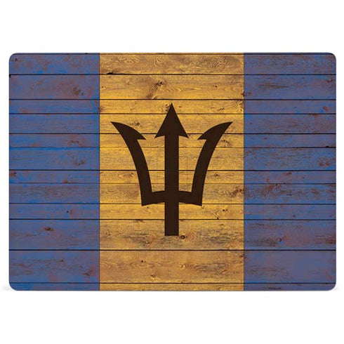 Barbados Flag Dark Wood Surface Laptop 3 13.5in Skin