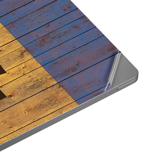 Barbados Flag Dark Wood Surface Laptop 4 15in Skin