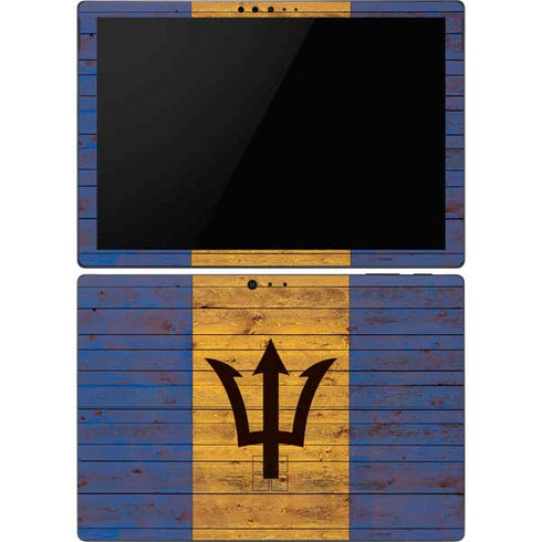 Barbados Flag Dark Wood Surface Pro 6 Skin