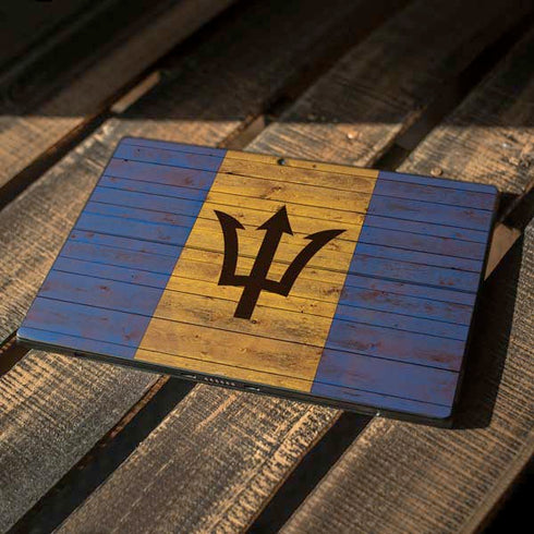 Barbados Flag Dark Wood Surface Pro 7 Skin