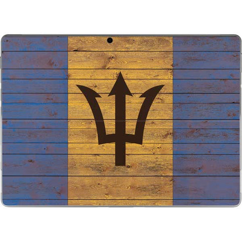 Barbados Flag Dark Wood Surface Pro 8 Skin