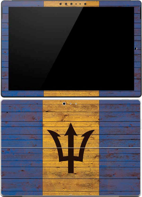 Barbados Flag Dark Wood Surface Pro (2017) Skin