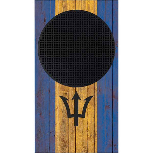 Barbados Flag Dark Wood Xbox Series S Console Skin