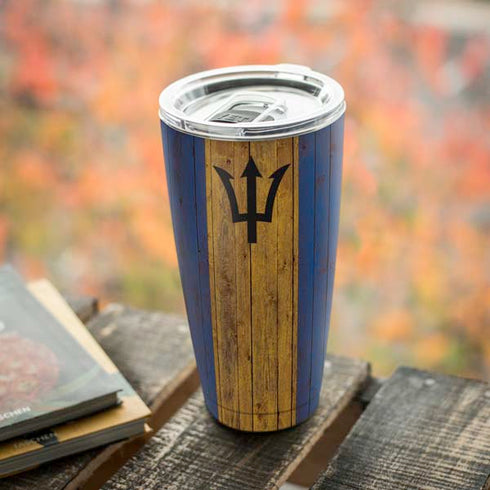Barbados Flag Dark Wood Yeti 20oz Tumbler Skin