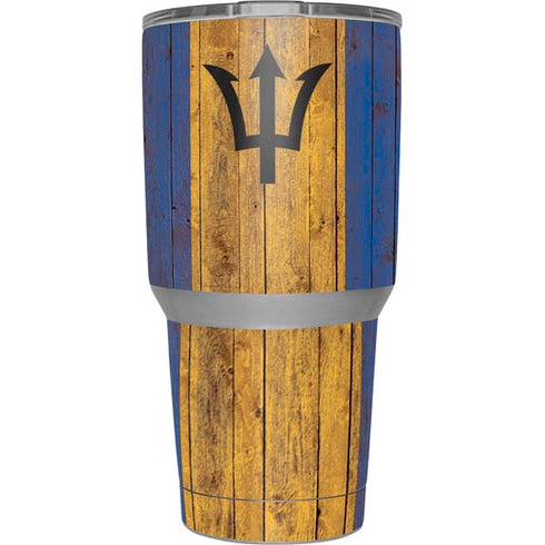 Barbados Flag Dark Wood Yeti 30oz Rambler Tumbler Skin