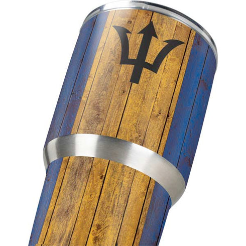 Barbados Flag Dark Wood Yeti 30oz Rambler Tumbler Skin