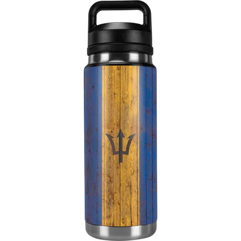 Barbados Flag Dark Wood YETI Rambler 26oz Bottle Skin