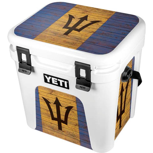 Barbados Flag Dark Wood YETI Roadie 24 Hard Cooler Skin
