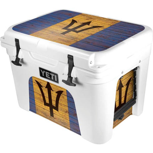 Barbados Flag Dark Wood YETI Tundra 35 Hard Cooler Skin