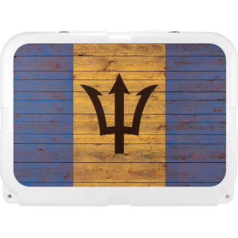 Barbados Flag Dark Wood YETI Tundra 35 Hard Cooler Skin