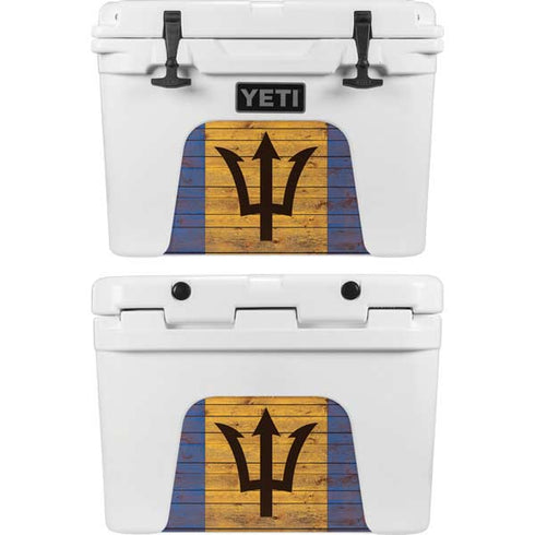 Barbados Flag Dark Wood YETI Tundra 35 Hard Cooler Skin