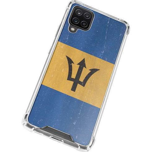 Barbados Flag Distressed Galaxy A12 Clear Case