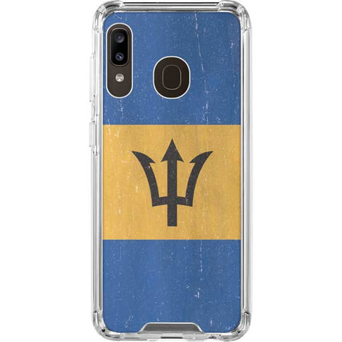 Barbados Flag Distressed Galaxy A30 Clear Case