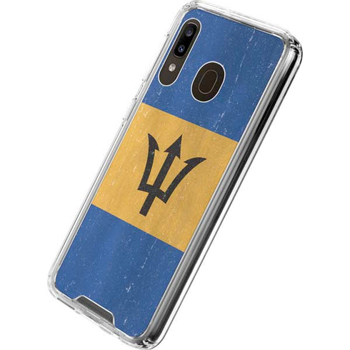 Barbados Flag Distressed Galaxy A30 Clear Case