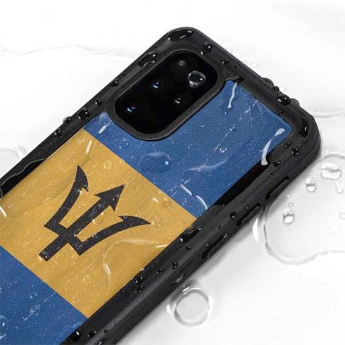 Barbados Flag Distressed Galaxy S20 Plus Waterproof Case