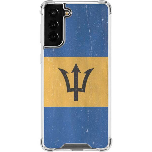 Barbados Flag Distressed Galaxy S21 FE Clear Case