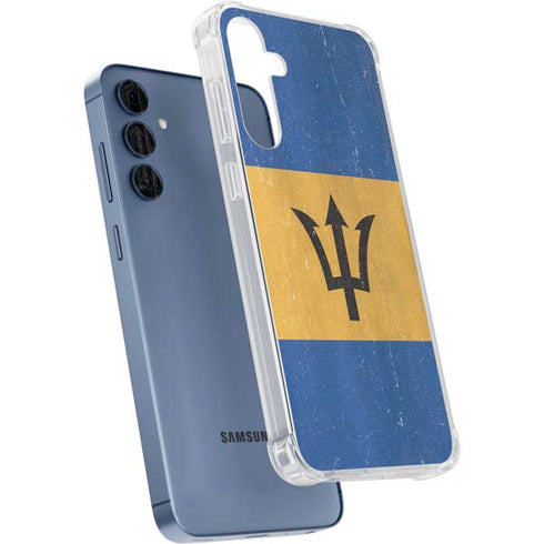 Barbados Flag Distressed Galaxy S24 Clear Case