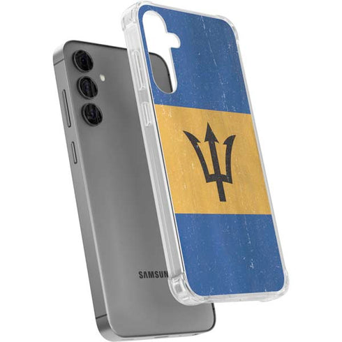 Barbados Flag Distressed Galaxy S24 Plus Clear Case