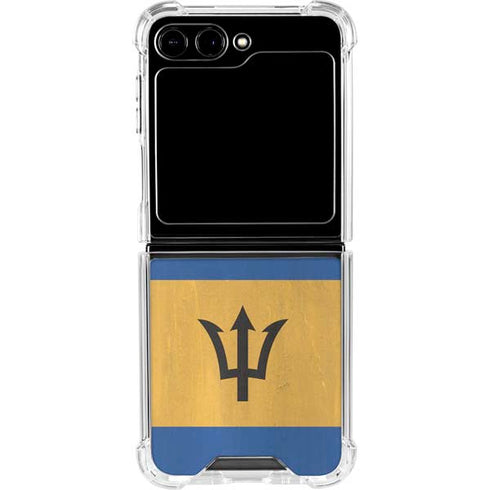 Barbados Flag Distressed Galaxy Z Flip5 5G Clear Case