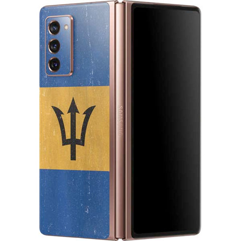 Barbados Flag Distressed Galaxy Z Fold2 5G Skin