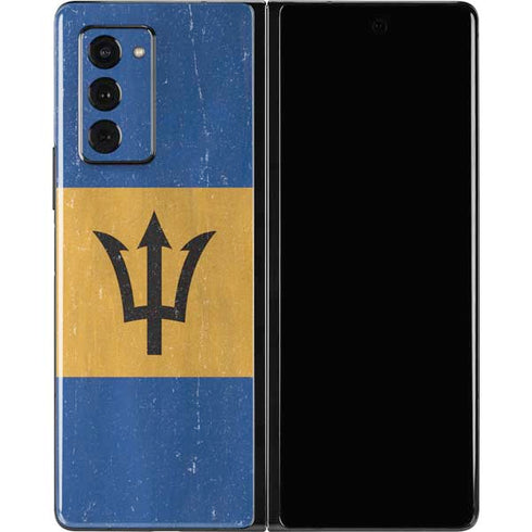 Barbados Flag Distressed Galaxy Z Fold2 5G Skin