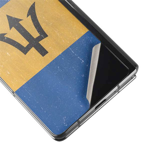 Barbados Flag Distressed Galaxy Z Fold2 5G Skin