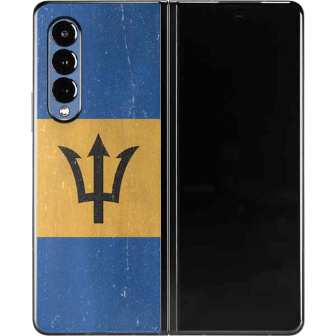 Barbados Flag Distressed Galaxy Z Fold3 5G Skin