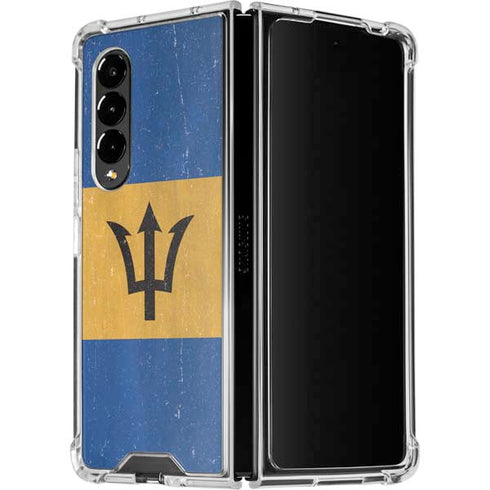 Barbados Flag Distressed Galaxy Z Fold4 5G Clear Case