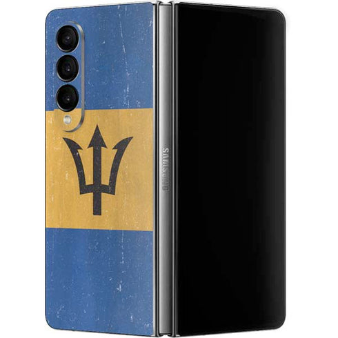 Barbados Flag Distressed Galaxy Z Fold4 5G Skin