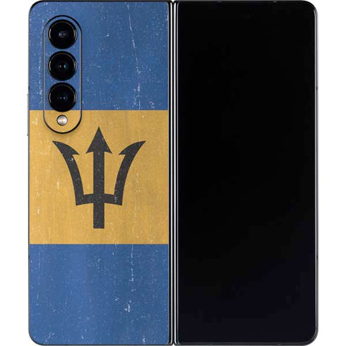 Barbados Flag Distressed Galaxy Z Fold4 5G Skin