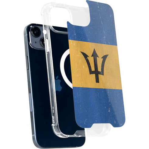 Barbados Flag Distressed iPhone 15 Plus MagSafe Case