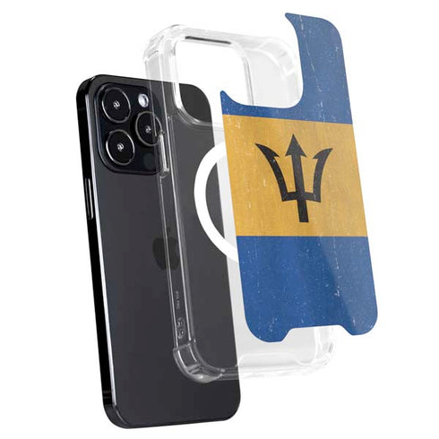 Barbados Flag Distressed iPhone 14 Pro MagSafe Case