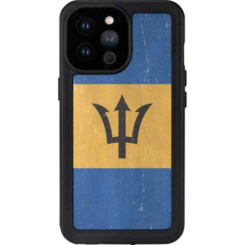 Barbados Flag Distressed iPhone 14 Pro Max Waterproof Case
