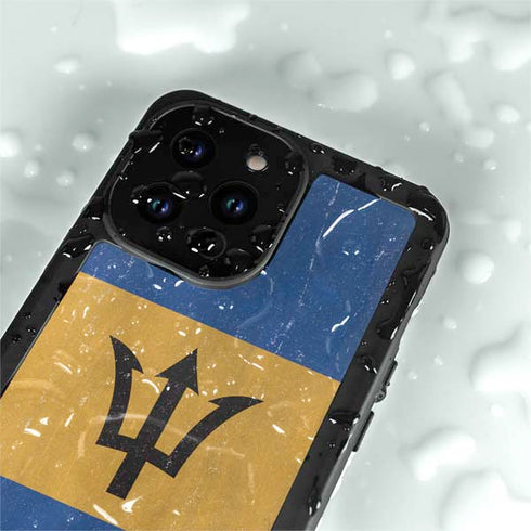 Barbados Flag Distressed iPhone 14 Pro Waterproof Case