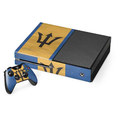 Barbados Flag Distressed Xbox One Console and Controller Bundle Skin