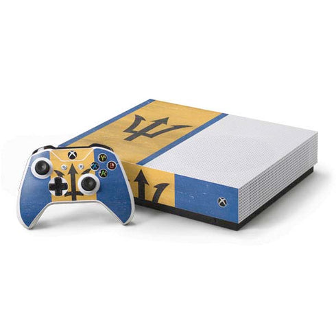 Barbados Flag Distressed Xbox One S All-Digital Edition Bundle Skin