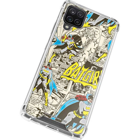 DC Comics Batman Batgirl Vintage Action pose pattern Galaxy A12 Clear Case