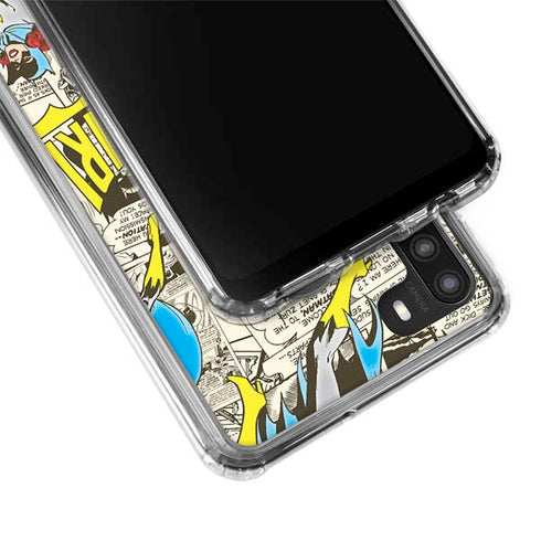 DC Comics Batman Batgirl Vintage Action pose pattern Galaxy A21 Clear Case