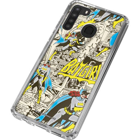 DC Comics Batman Batgirl Vintage Action pose pattern Galaxy A21 Clear Case