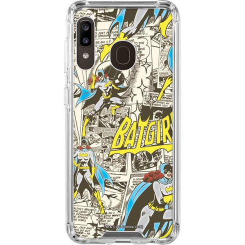 DC Comics Batman Batgirl Vintage Action pose pattern Galaxy A30 Clear Case