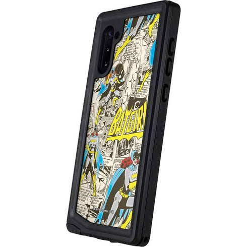 DC Comics Batman Batgirl Vintage Action pose pattern Galaxy Note 10 Waterproof Case