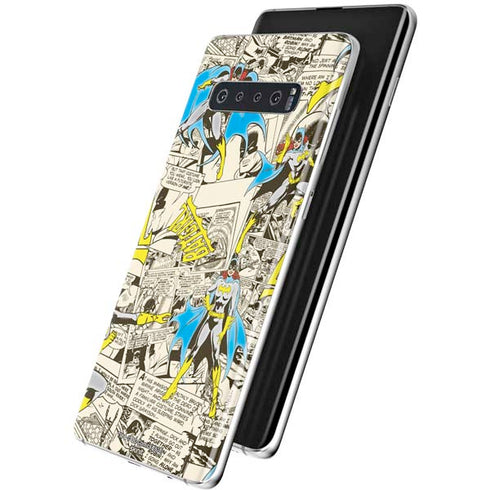 DC Comics Batman Batgirl Vintage Action pose pattern Galaxy S10 Plus Skin